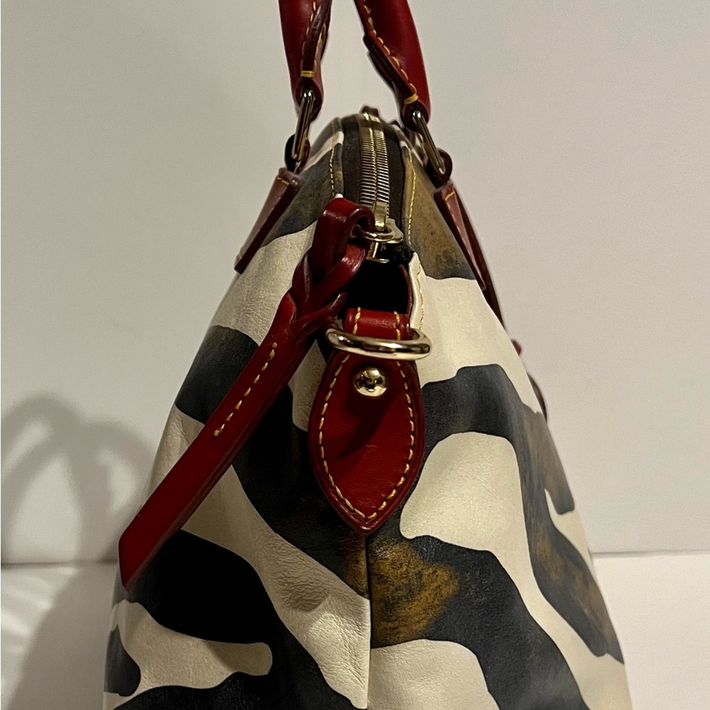 Dooney & Bourke Red Trim Zebra Print Satchel - Picture 3 of 11